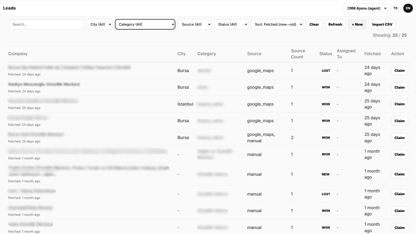 Hedefleme ve kaynak seçimi ekranı